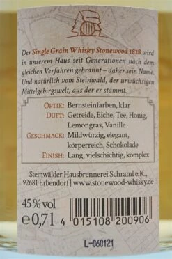 Stonewood 1818 2011 10 Jahre Bavarian Single Grain Whisky -SBS || Waterford || SAINT JAMES Verkaufsgeschäft dsc08433
